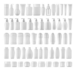 Beauty products set for body on white background. 3D illustration.