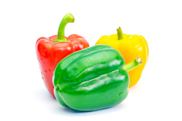 Colorful peppers on a white background.