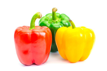 Colorful peppers on a white background.