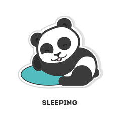 Sleeping panda bear. Isolated cute sticker on white background.