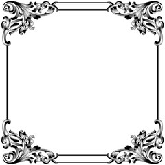 Vintage border frame engraving with retro ornament pattern in antique baroque style decorative design. Vector.