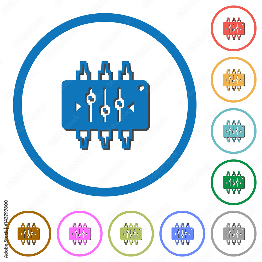 Poster chip tuning icons with shadows and outlines