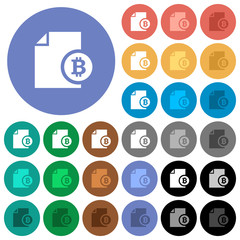 Bitcoin report round flat multi colored icons