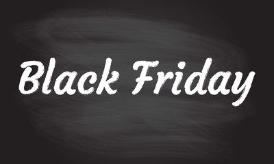 Black Friday isolated on the black chalkboard background. Sale and discount advertisement concept. Vector illustration.