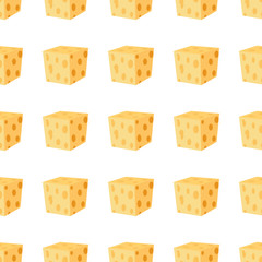 Cheddar, parmesan cheese seamless pattern. Dairy milky product.