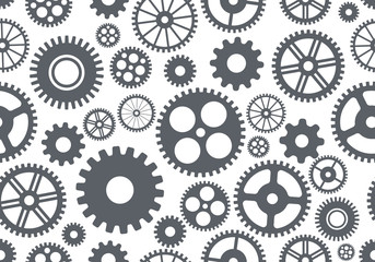 Seamless texture or different gear wheels. Vector illustration.