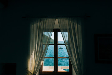 Fototapeta na wymiar Sea view from the window. Budva, Montenegro