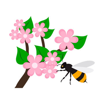 Pollination of a flower flat icon
