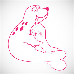 Nursing Animal Lover Cartoon in the merciful concept for the embracement sign. Vector and Illustration, EPS 10