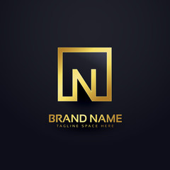 logo design for letter N in golden
