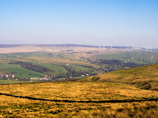 Beautiful summer like weather on moorland above Burnley, Lancashire, UK