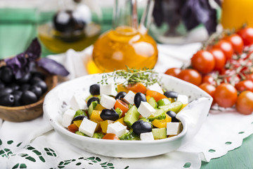 Greek salad with fresh vegetables