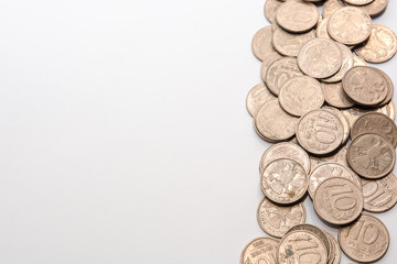Russian ancient coins. Coins of the USSR. Coins on a white background.