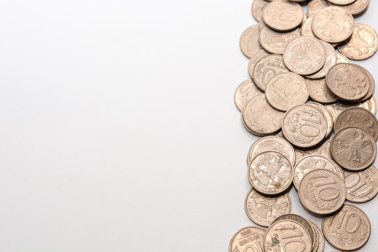 Russian ancient coins. Coins of the USSR. Coins on a white background.