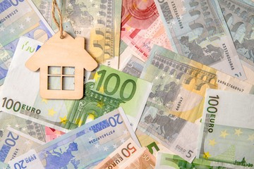     The symbol of the house lies on the background of the Euro 