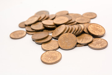 Russian ancient coins. Coins of the USSR. Coins on a white background.