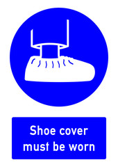 cshas528 CombiSignHealthAndSafety cshas - German / Gebotszeichen: Überschuhe benutzen - Lebensmittelhygiene - english / safety - mandatory action sign: shoe cover must be worn - DIN A2 A3 A4 - e5189