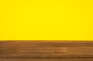 Bright background with wooden table