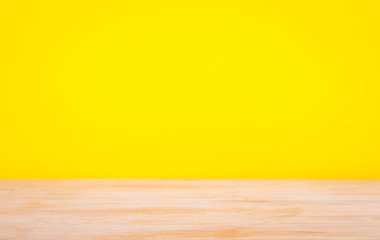 Bright background with wooden table