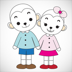 Nursing Animal Lover Cartoon in the merciful concept for the embracement sign. Vector and Illustration, EPS 10