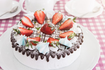 Tasty strawberry cream cake