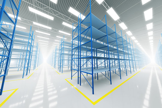 design element. 3D illustration. rendering. empty warehouse