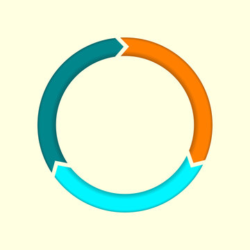 Circle Infographics Element With Cycle Arrows. Pie Chart With 3 Steps, Option Or Levels. Vector Illustration.