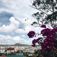 вид на горы и дома 