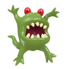 Fototapeta premium Cartoon monster big head. 3D illustration.