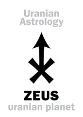 Obraz premium Astrology Alphabet: ZEUS, Uranian planet (trans-neptunian point). Hieroglyphics character sign (single symbol).