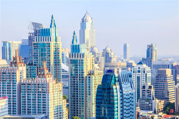 Bangkok Cityscape, Business district with high building at sunshine day, Bangkok, Thailand