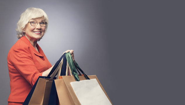 Senior lady with shopping bags
