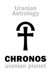 Astrology Alphabet: CHRONOS (Kronos), Uranian planet (trans-neptunian point). Hieroglyphics character sign (single symbol).