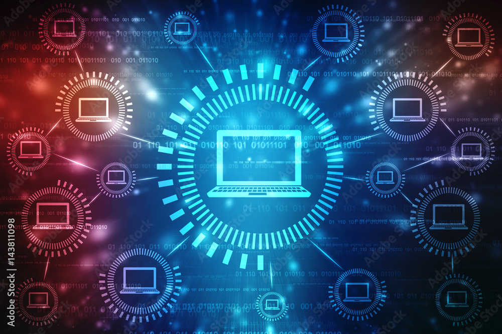 Aufkleber 2d abstract computer networking concept