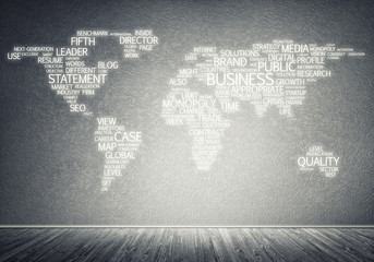 World map in typography