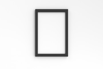 Realistic blank black picture frame templates set on white background