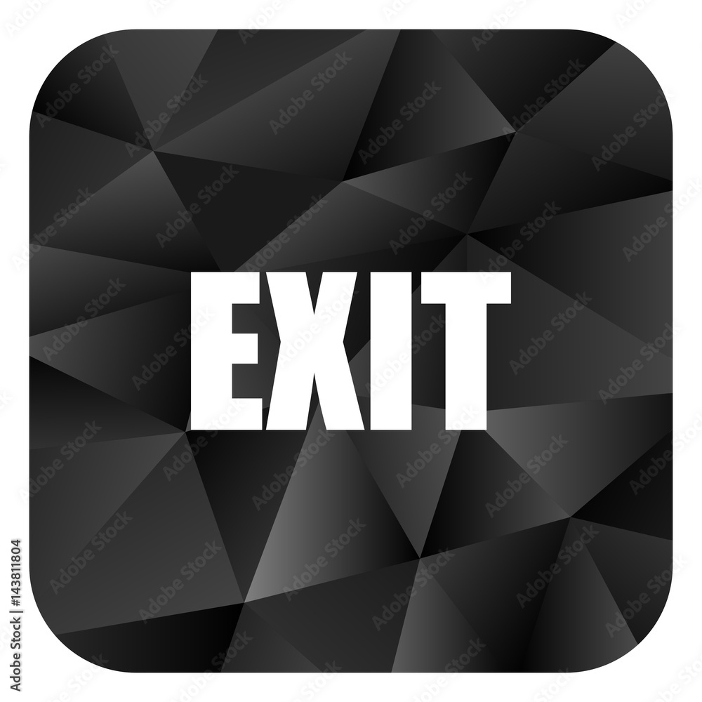 Poster exit black color web modern brillant design square internet icon on white background.