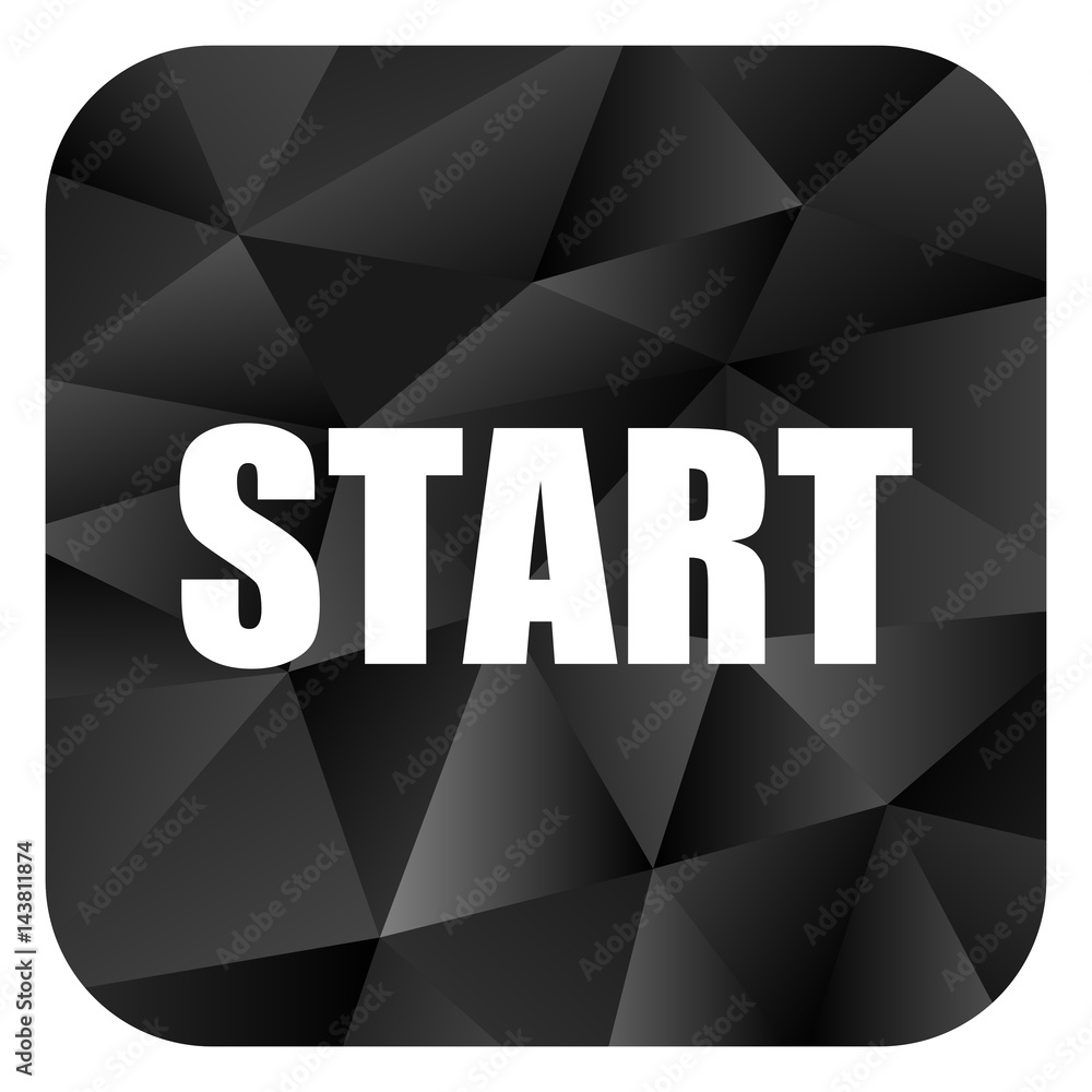 Poster start black color web modern brillant design square internet icon on white background.