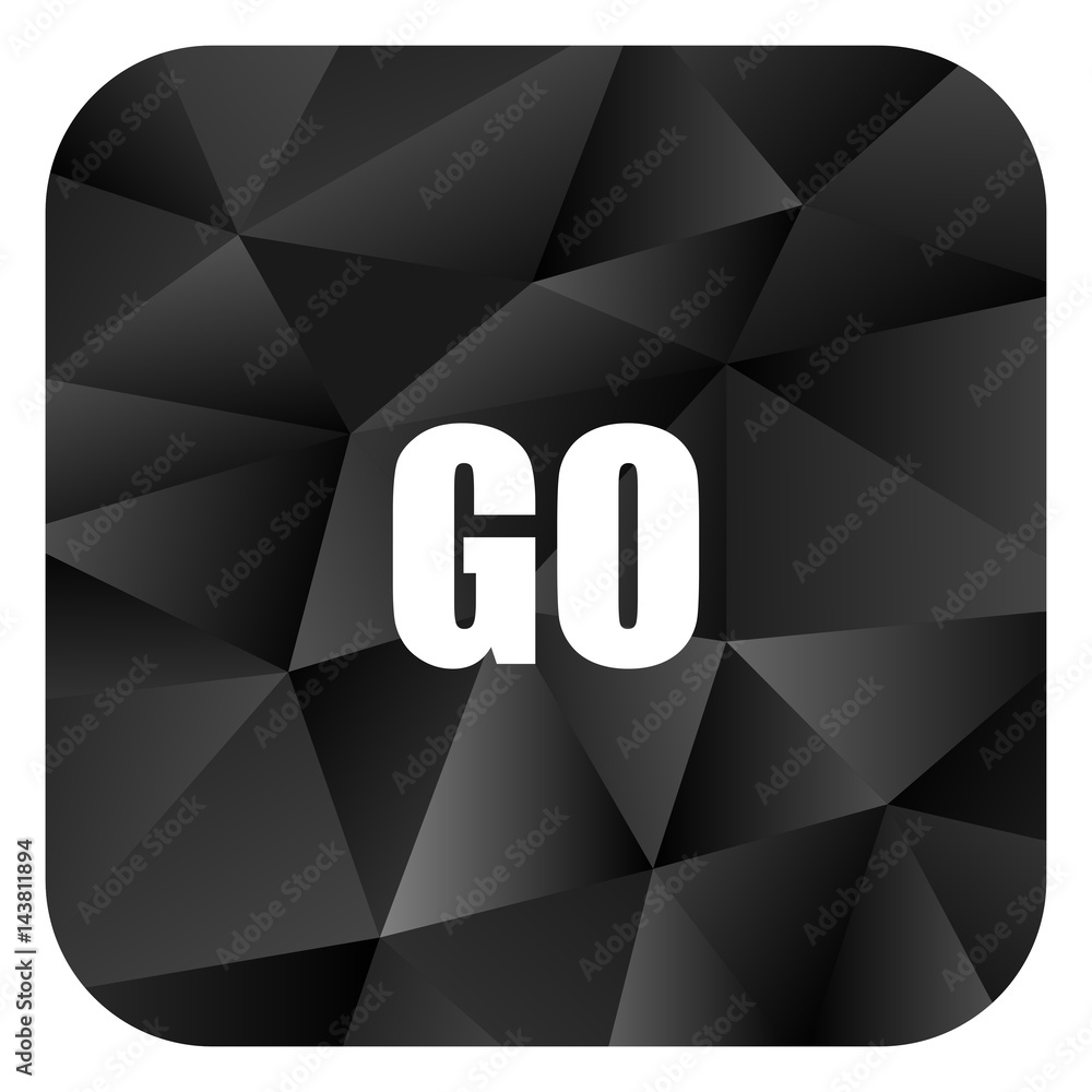 Poster Go black color web modern brillant design square internet icon on white background.