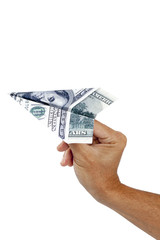 Paper aeroplane, one hundred dollar with outline path
