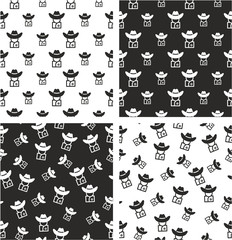 Sheriff or Cowboy Avatar Big & Small Aligned & Random Seamless Pattern Set