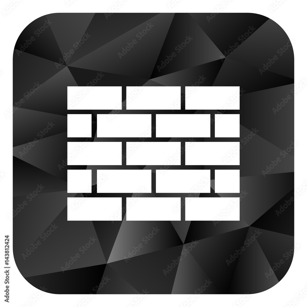 Poster Firewall black color web modern brillant design square internet icon on white background.
