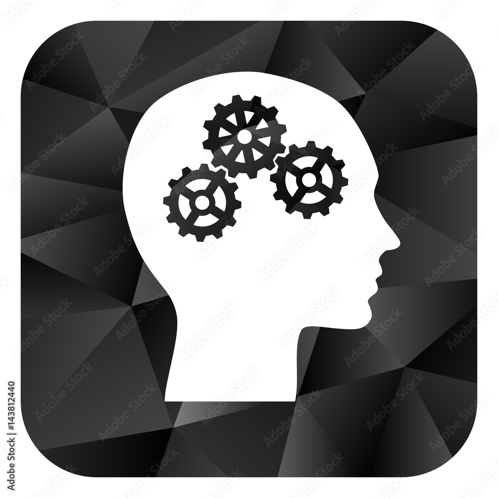 Poster head black color web modern brillant design square internet icon on white background.