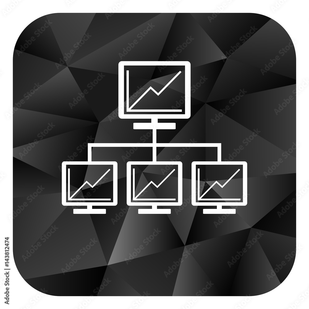 Poster network black color web modern brillant design square internet icon on white background.