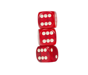 Red dice isolated on a white