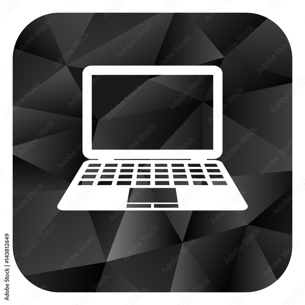 Poster Computer black color web modern brillant design square internet icon on white background.