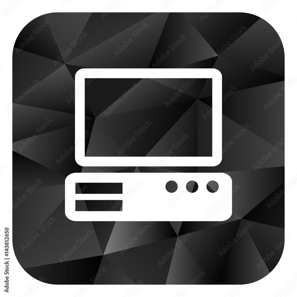 Poster Computer black color web modern brillant design square internet icon on white background.