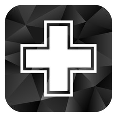 Obraz premium Pharmacy black color web modern brillant design square internet icon on white background.