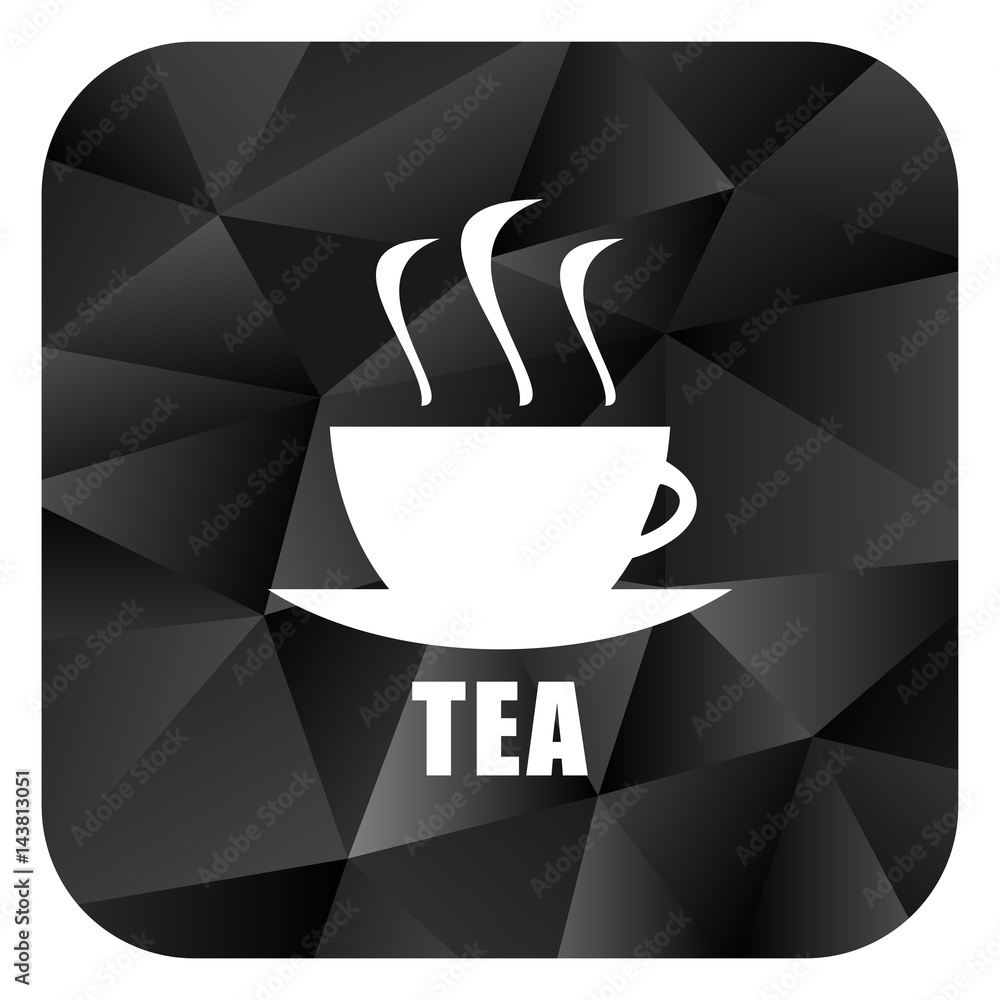 Poster tea black color web modern brillant design square internet icon on white background.