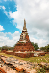Naklejka premium Wat Mahathat in Buddhist temple complex in Ayutthaya near Bangkok. Thailand